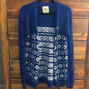 Hollister Blue and White Patterned Cardigan